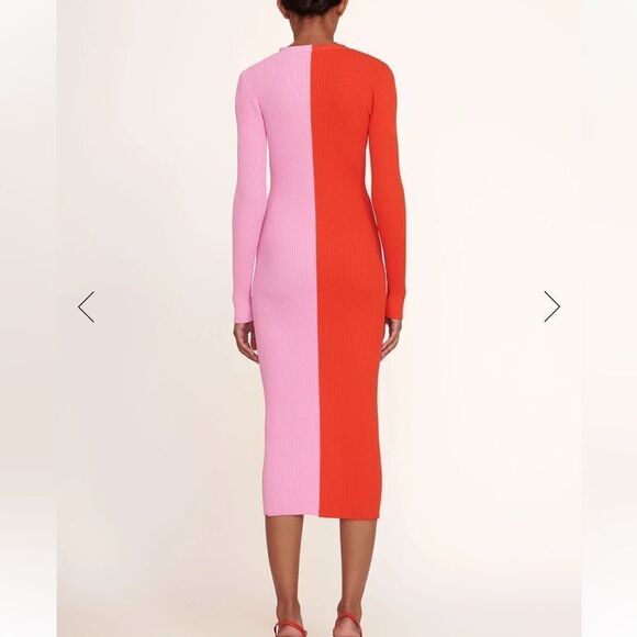 NWT STAUD Shoko Sweater Dress Cardigan Colorblock Pink Orange XS - Picture 6 of 12